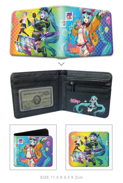 Hatsune Miku 3D concave convex two fold short card wallet wallet wallet 11X9.5X2cm 65G