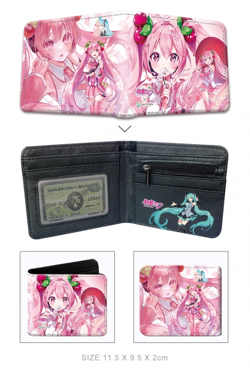 Hatsune Miku 3D concave convex two fold short card wallet wallet wallet 11X9.5X2cm 65G
