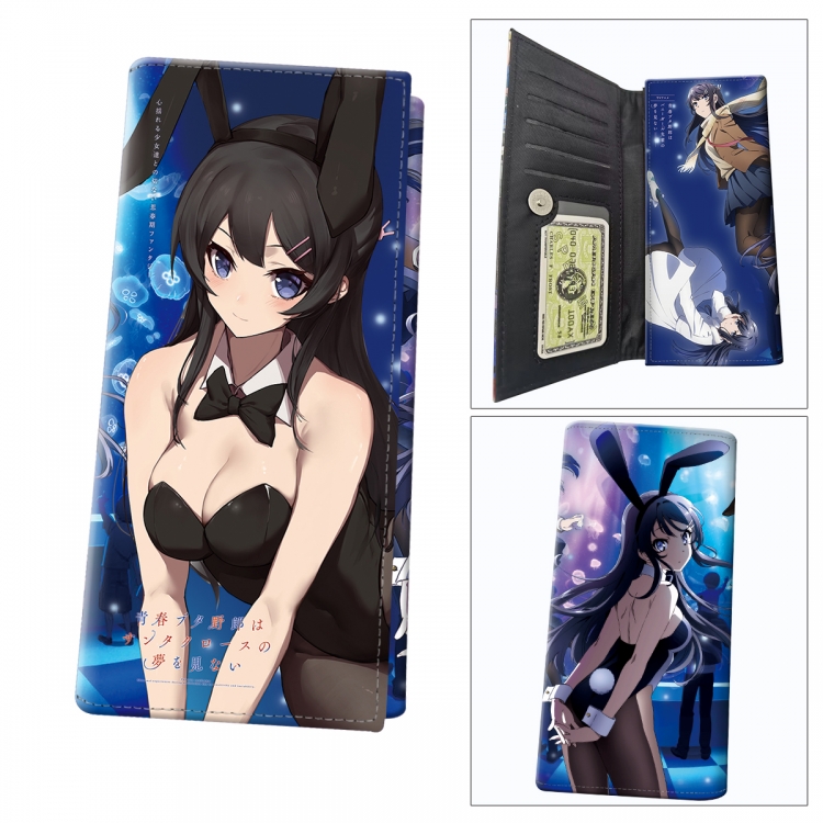 Sakurajima Mai  Anime wallet long wallet buckle storage bag 18.5x9.5x2CM 100g
