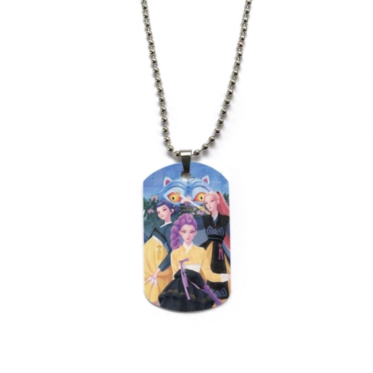 K-Pop Demon Hunters Anime double-sided full color printed military brand necklace price for 5 pcs