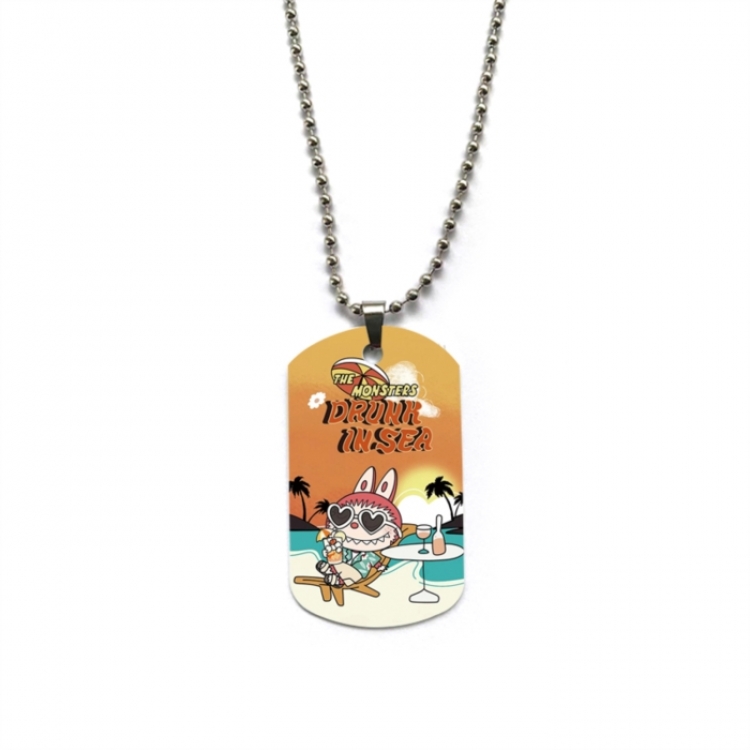 Labubu Anime double-sided full color printed military brand necklace price for 5 pcs