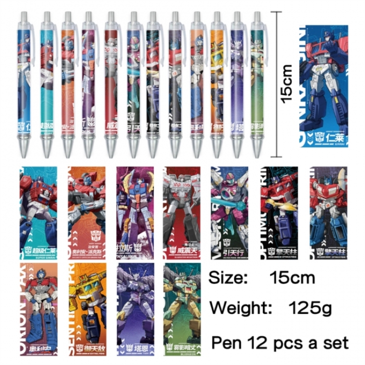 Transformers Anime peripheral student color picture ballpoint pen neutral pen 15cm a set of 12