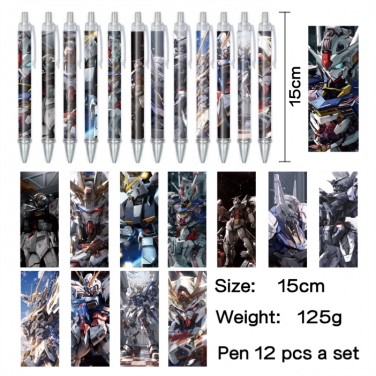 Gundam Anime peripheral student color picture ballpoint pen neutral pen 15cm a set of 12