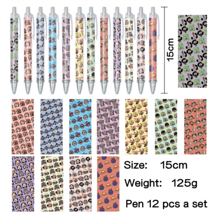 One Piece Anime peripheral student color picture ballpoint pen neutral pen 15cm a set of 12