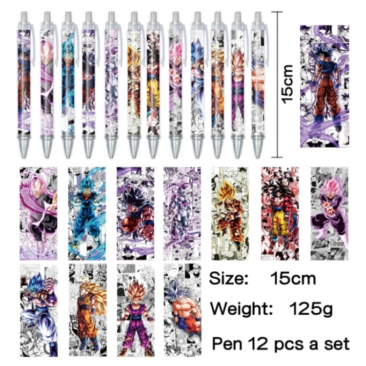 DRAGON BALL Anime peripheral student color picture ballpoint pen neutral pen 15cm a set of 12