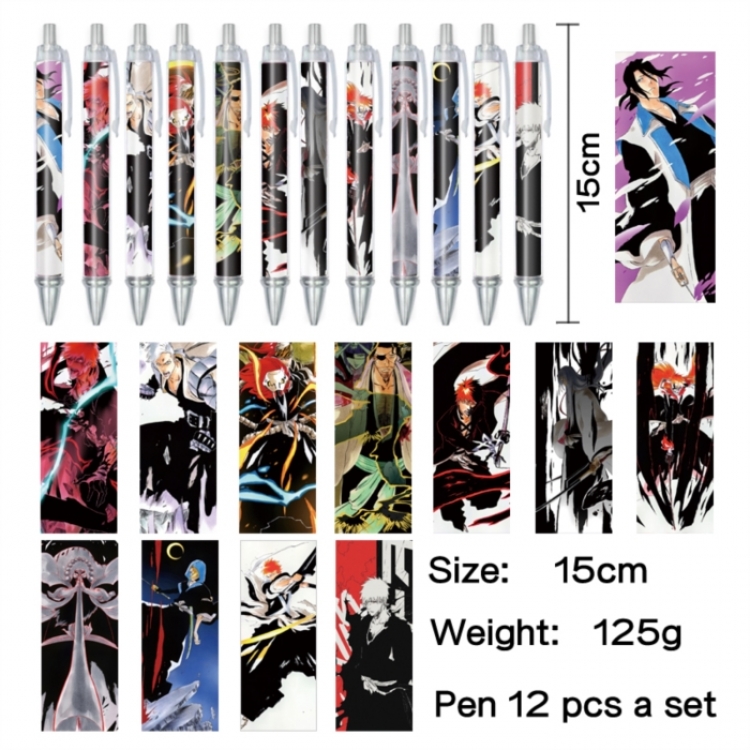 Bleach Anime peripheral student color picture ballpoint pen neutral pen 15cm a set of 12