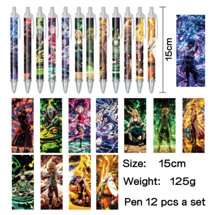 Naruto Anime peripheral student color picture ballpoint pen neutral pen 15cm a set of 12