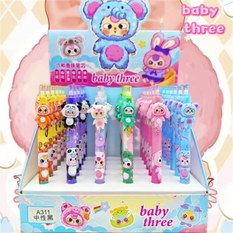 Baby three Resin patch blind box pen for student exam black neutral pen 0.5mm a set of 36