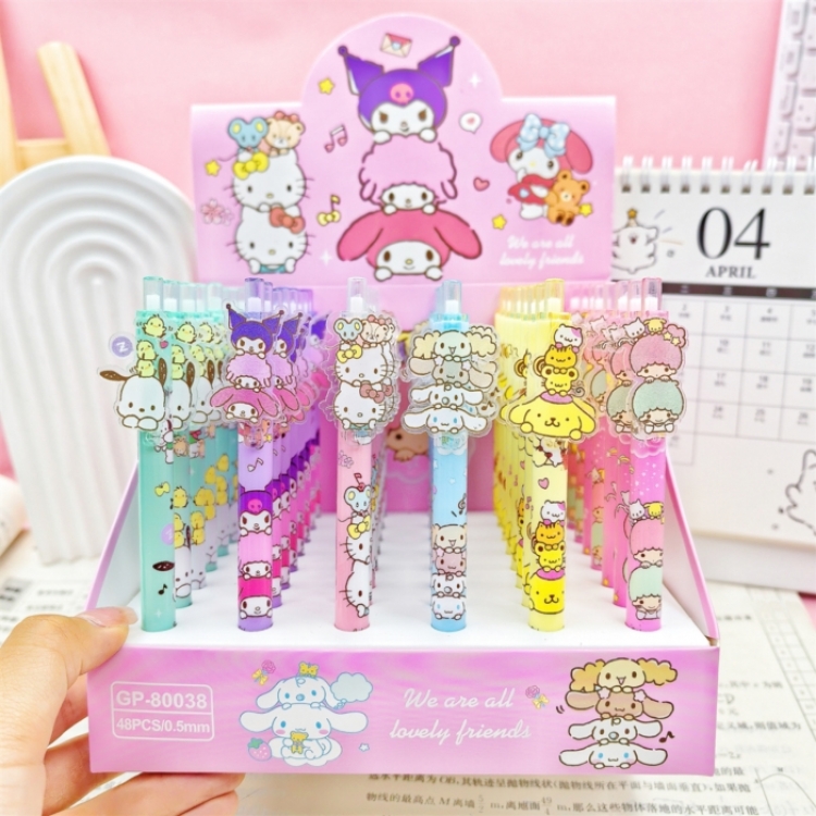 Sanrio Patch style cartoon anime box with black neutral pen a set of 48