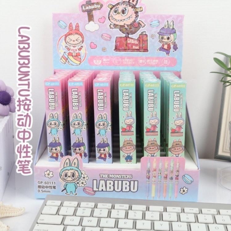 Labubu Aromatherapy Edition Boxed Student Cartoon Pen Exam Black Neutral Pen 0.5mm a set of 36