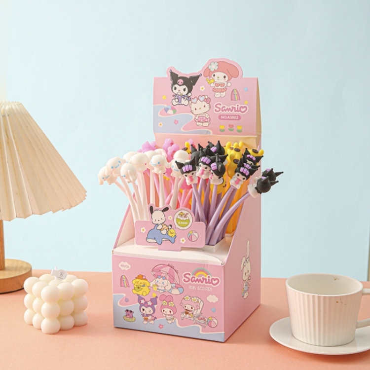Sanrio Cute cartoon neutral pen soft rubber shaped gift pen a set of  48