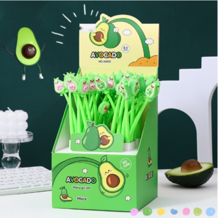 Avocado Baby Cute cartoon neutral pen soft rubber shaped gift pen a set of  48