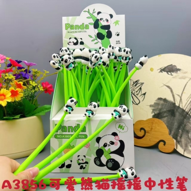 Panda Cute cartoon neutral pen soft rubber shaped gift pen a set of  48