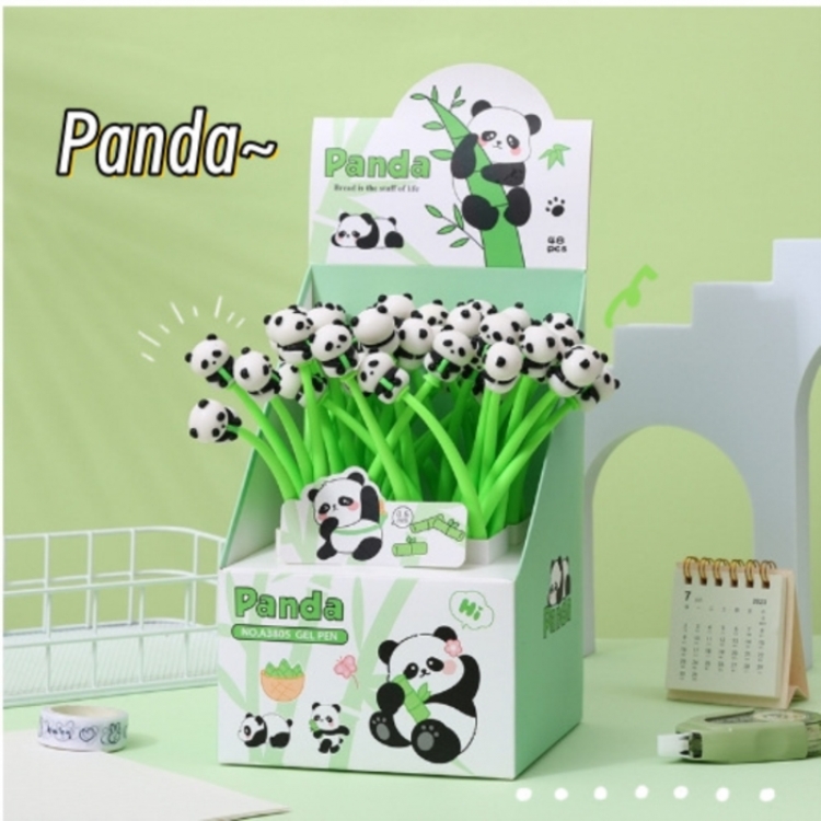 Panda Cute cartoon neutral pen soft rubber shaped gift pen a set of  48