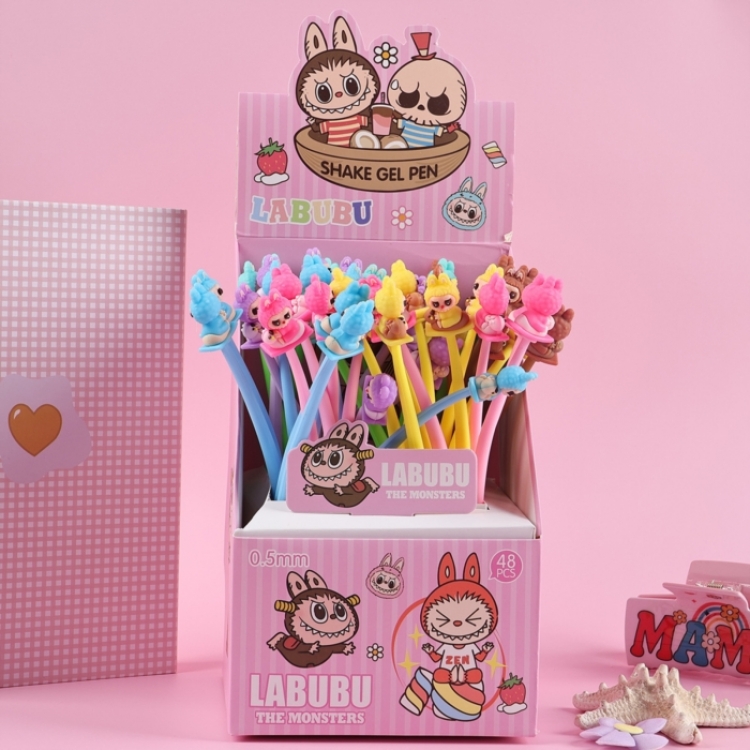 Labubu Cute cartoon neutral pen soft rubber shaped gift pen a set of  48