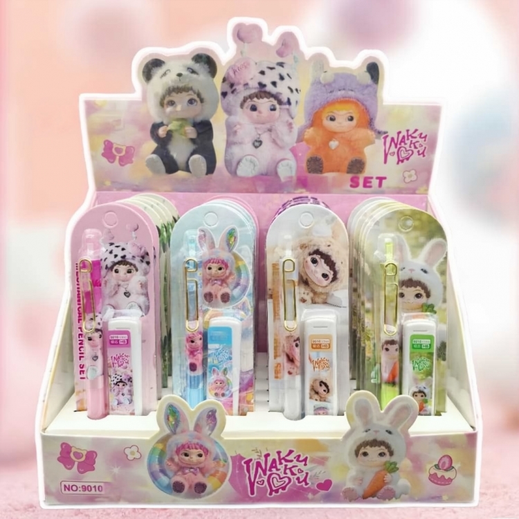 Wakuku  Automatic pencil set, student cartoon pencil stationery a set of 24