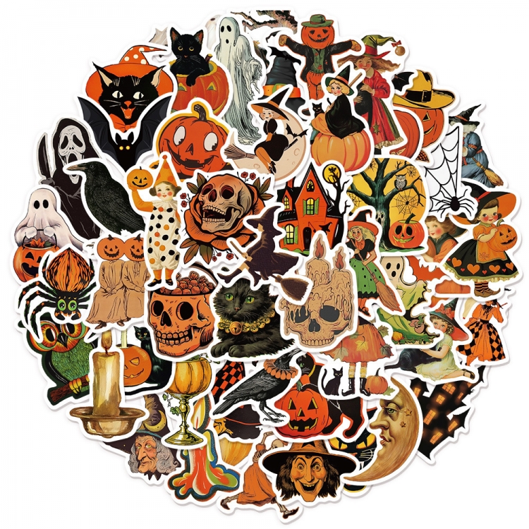 Halloween Doodle stickers Waterproof stickers a set of 50 price for 5 sets