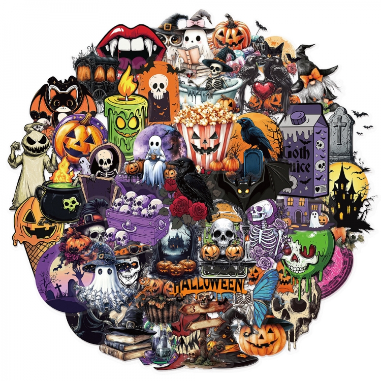 Halloween Doodle stickers Waterproof stickers a set of 50 price for 5 sets