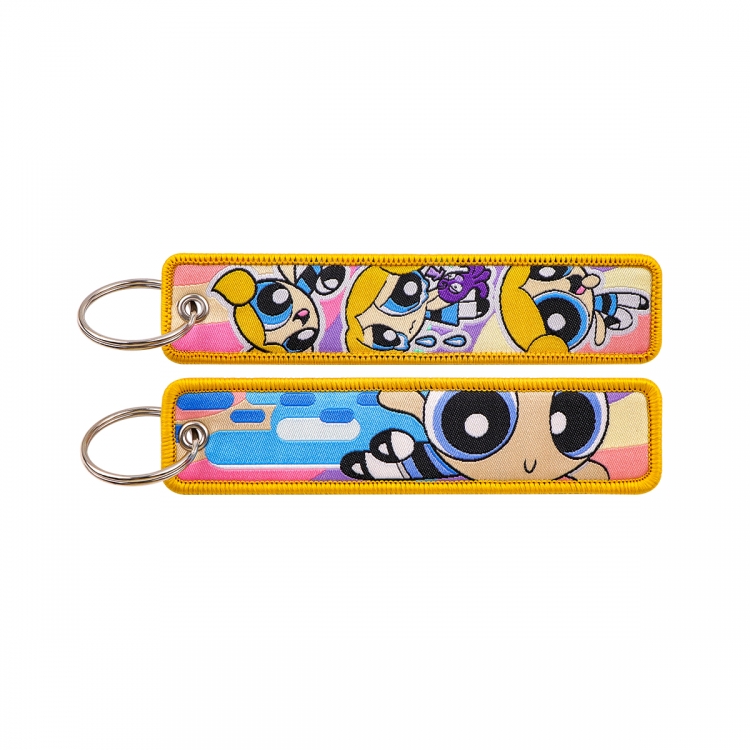 The Powerpuff Girls Double sided color woven label keychain with thickened hanging rope 13x3cm 10G price for 5 pcs