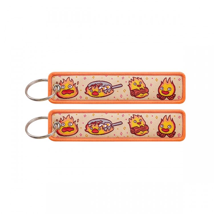 Hauru no ugoku shiro Double sided color woven label keychain with thickened hanging rope 13x3cm 10G price for 5 pcs