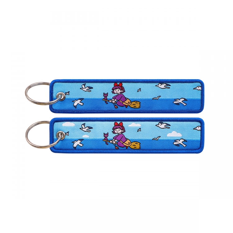 Kiki's Delivery Service Double sided color woven label keychain with thickened hanging rope 13x3cm 10G price for 5 pcs