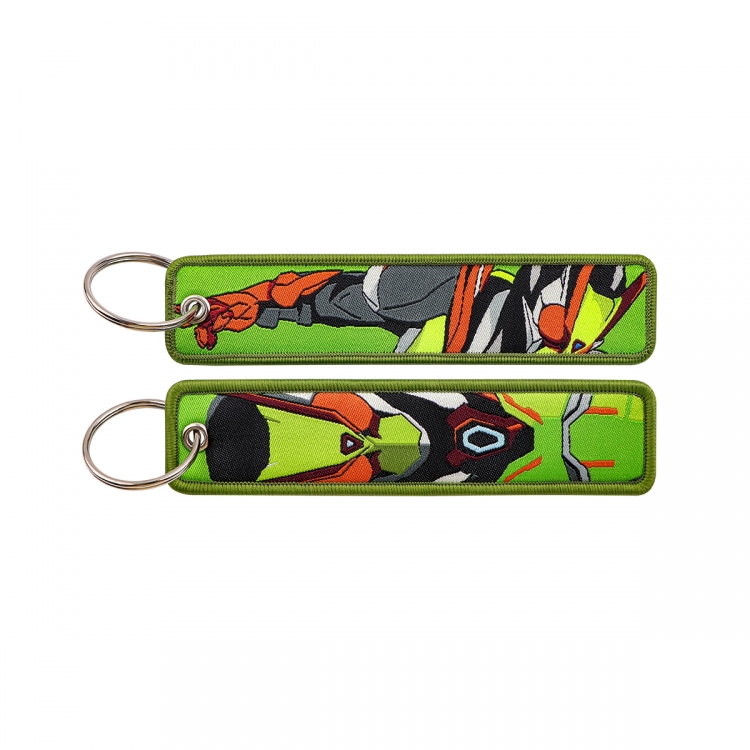 Double sided color woven label keychain with thickened hanging rope 13x3cm 10G price for 5 pcs