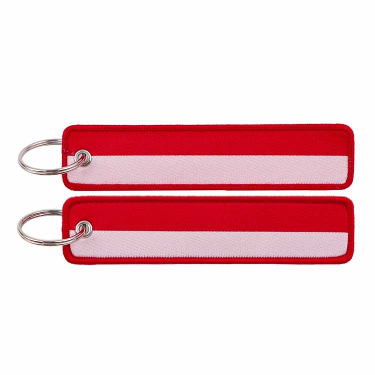 Austrian flag Double sided color woven label keychain with thickened hanging rope 13x3cm 10G price for 5 pcs