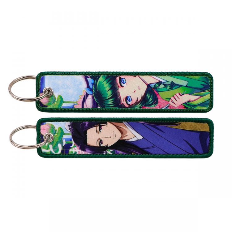 Double sided color woven label keychain with thickened hanging rope 13x3cm 10G price for 5 pcs