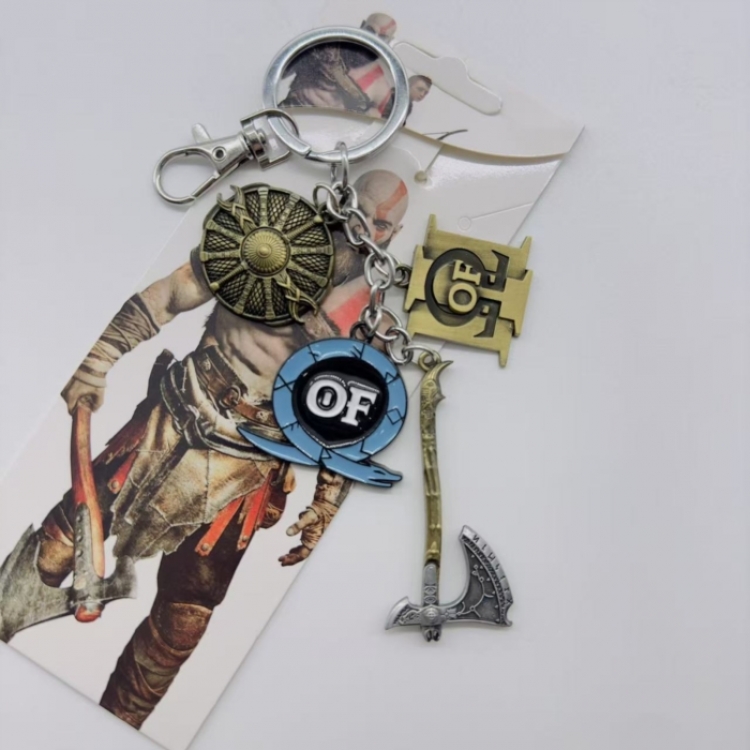 God of War Anime cartoon 4 pendant metal keychain backpack pendant style B