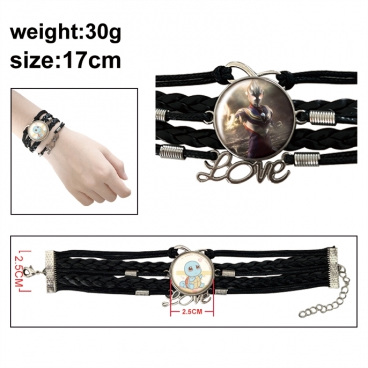 Ultraman Anime bracelet multi-layer leather gemstone bracelet price for 5 pcs