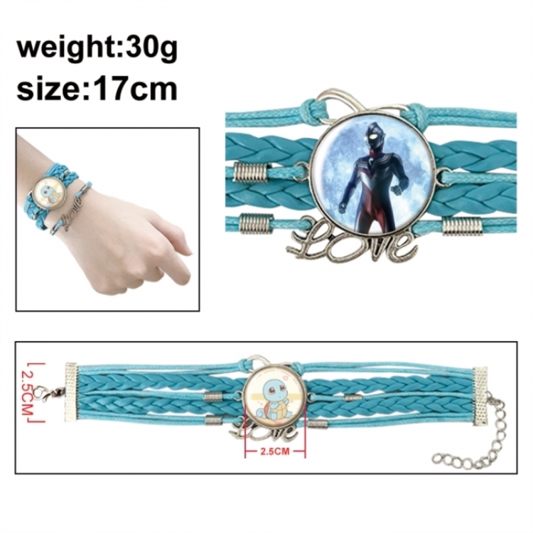 Ultraman Anime bracelet multi-layer leather gemstone bracelet price for 5 pcs