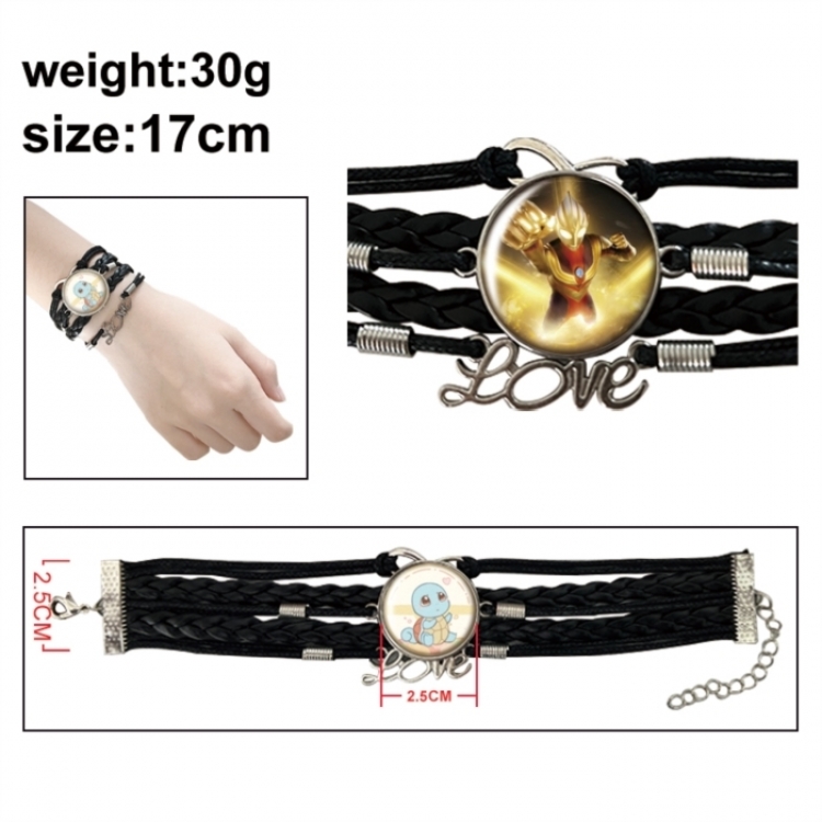 Ultraman Anime bracelet multi-layer leather gemstone bracelet price for 5 pcs