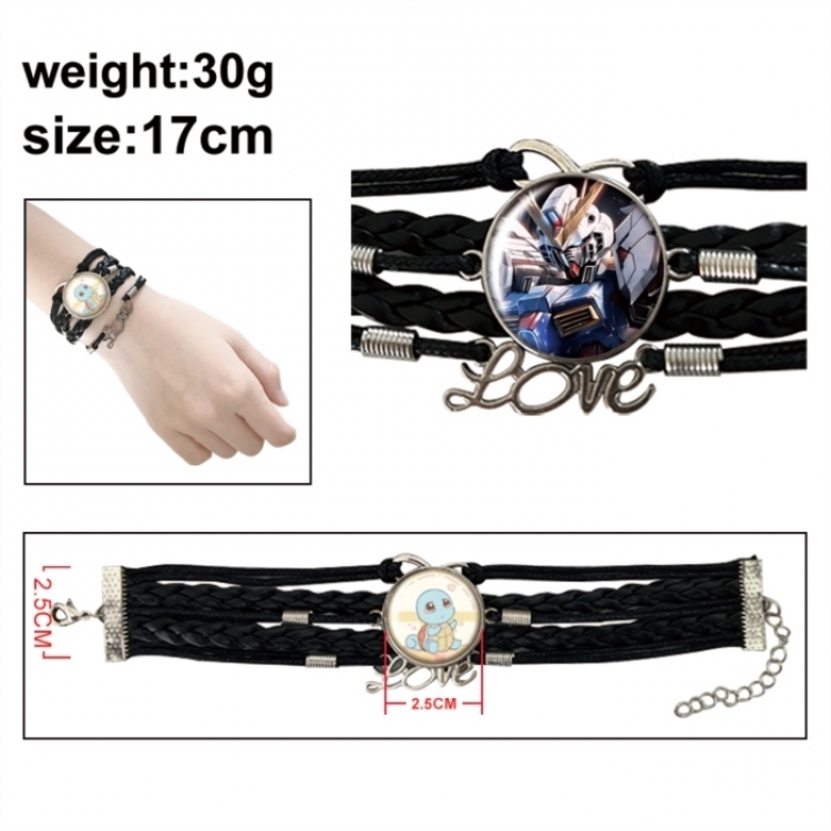 Gundam Anime bracelet multi-layer leather gemstone bracelet price for 5 pcs