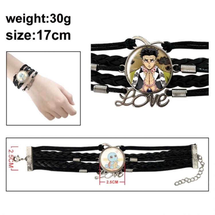 Demon Slayer Kimets Anime bracelet multi-layer leather gemstone bracelet price for 5 pcs