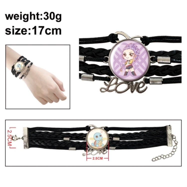 K-Pop Demon Hunters Anime bracelet multi-layer leather gemstone bracelet price for 5 pcs
