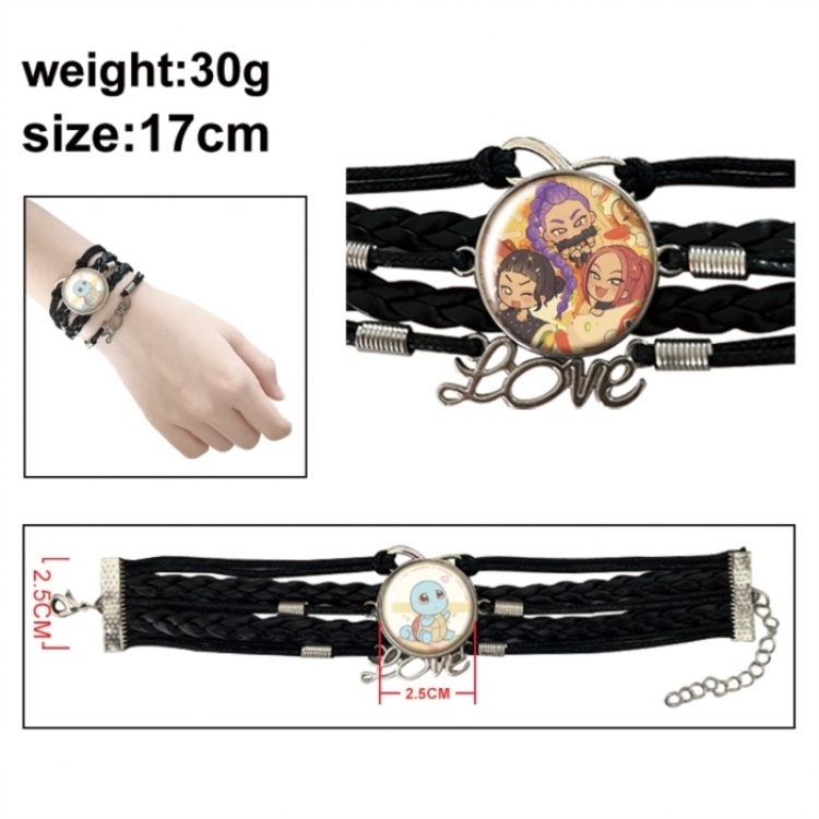 K-Pop Demon Hunters Anime bracelet multi-layer leather gemstone bracelet price for 5 pcs