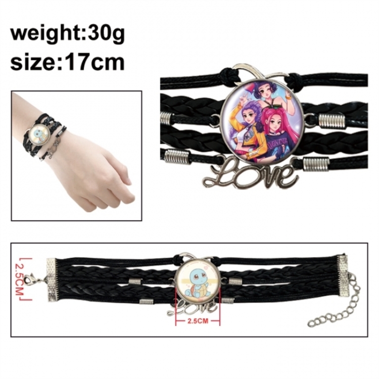K-Pop Demon Hunters Anime bracelet multi-layer leather gemstone bracelet price for 5 pcs