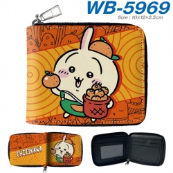 Chiikawa Anime color short full zip folding wallet 10x12x2.5cm