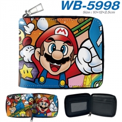 Super Mario Anime color short full zip folding wallet 10x12x2.5cm