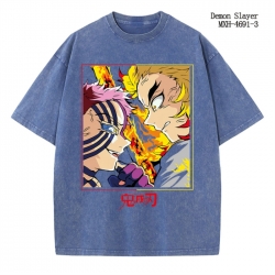Demon Slayer Kimets Anime peripheral pure cotton washed and worn T-shirt from S to 4XL