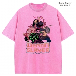 Demon Slayer Kimets Anime peripheral pure cotton washed and worn T-shirt from S to 4XL