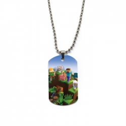 Minecraft Anime double-sided full color printed military brand necklace price for 5 pcs