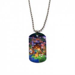 Minecraft Anime double-sided full color printed military brand necklace price for 5 pcs