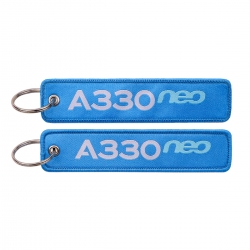 Double sided color woven label keychain with thickened hanging rope 13x3cm 10G price for 5 pcs