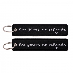 Letter Double sided color woven label keychain with thickened hanging rope 13x3cm 10G price for 5 pcs