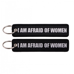 Letter Double sided color woven label keychain with thickened hanging rope 13x3cm 10G price for 5 pcs