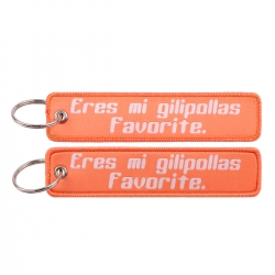 Eres mi gilipollas favorite  Double sided color woven label keychain with thickened hanging rope 13x3cm 10G price for 5
