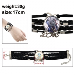 Gundam Anime bracelet multi-layer leather gemstone bracelet price for 5 pcs
