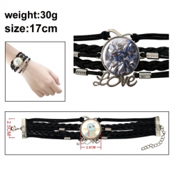 Gundam Anime bracelet multi-layer leather gemstone bracelet price for 5 pcs