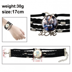 Gundam Anime bracelet multi-layer leather gemstone bracelet price for 5 pcs